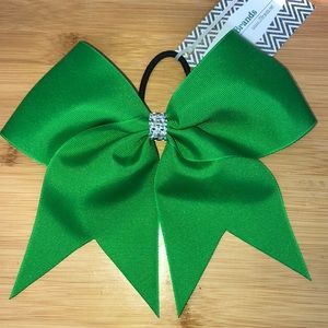 Green Cheerleading Bow Crystal Center